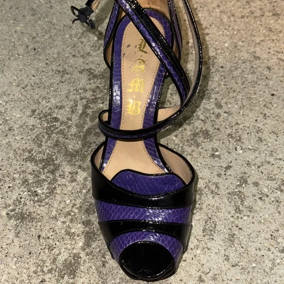 L.A.M.B by Gwen Stefani purple and black snake skin heels 
Great condition! - Picture 6 of 16